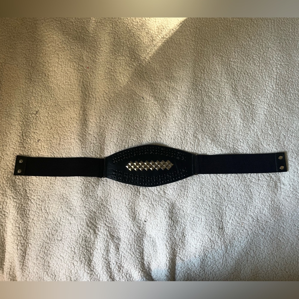 Vintage Retro Stretch Black Studded Women's Belt - Picture 10 of 10